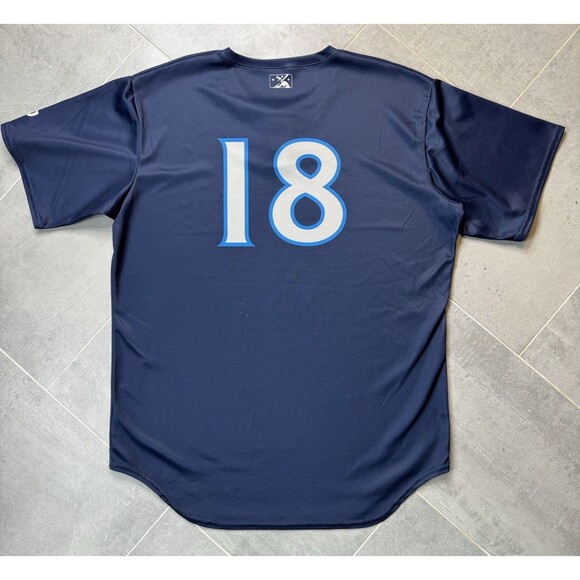 Tampa Tarpons Jersey 18 Men 46 XL MiLB Wilson Authentic Navy Yankees Affiliate - Picture 7 of 10